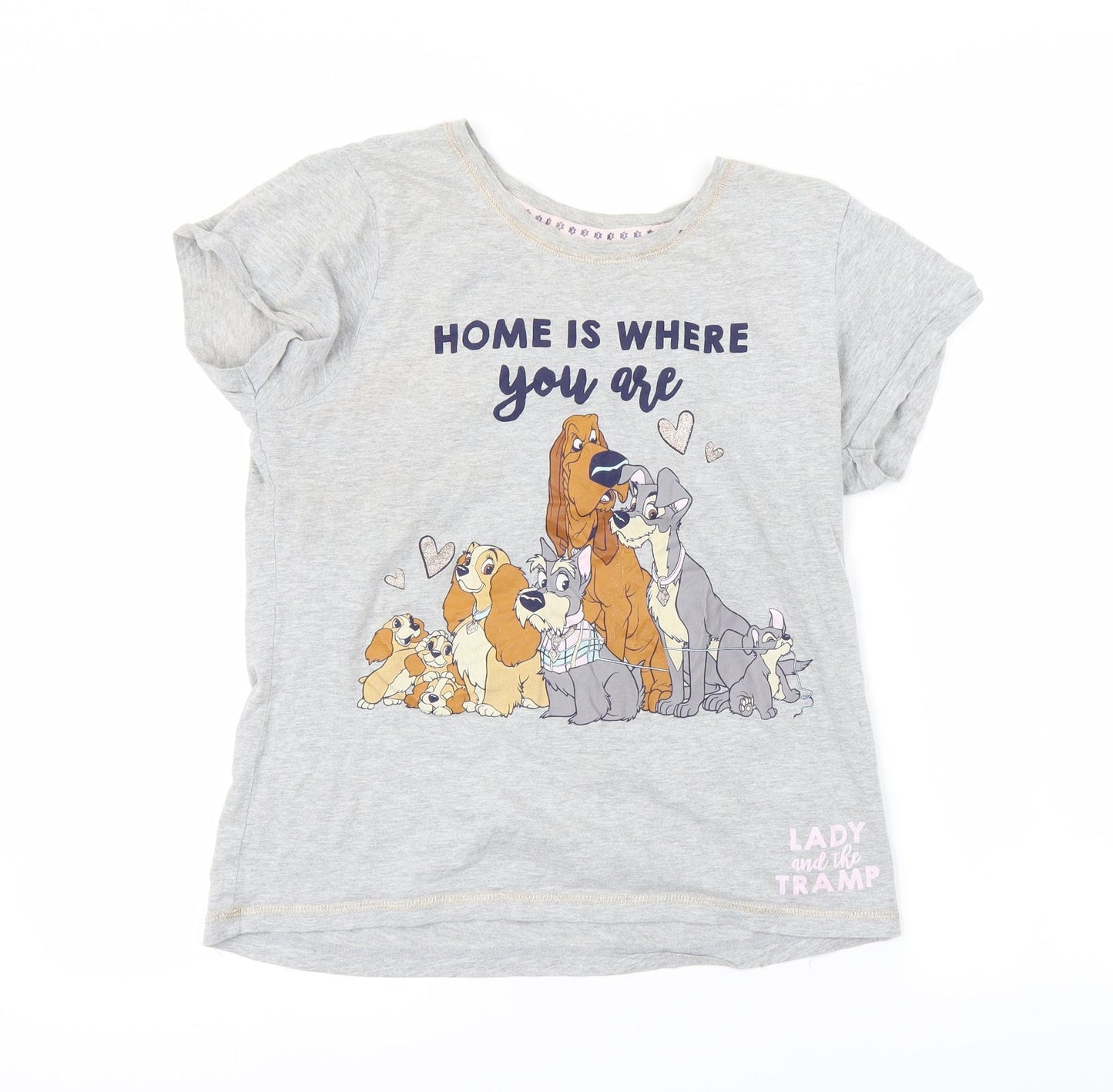 Primark Womens Grey Solid  Babydoll Pyjama Top Size XS  - DISNEY