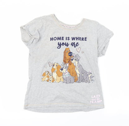 Primark Womens Grey Solid  Babydoll Pyjama Top Size XS  - DISNEY