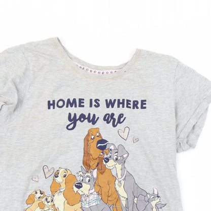 Primark Womens Grey Solid  Babydoll Pyjama Top Size XS  - DISNEY