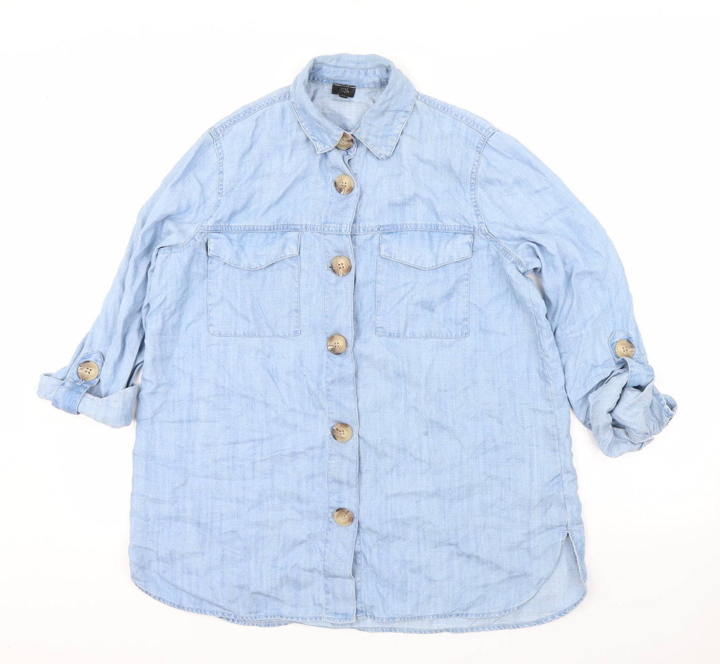 Womens UK Size XS River Island Blue Basic Button-Up