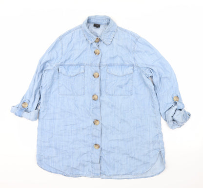 Womens UK Size XS River Island Blue Basic Button-Up