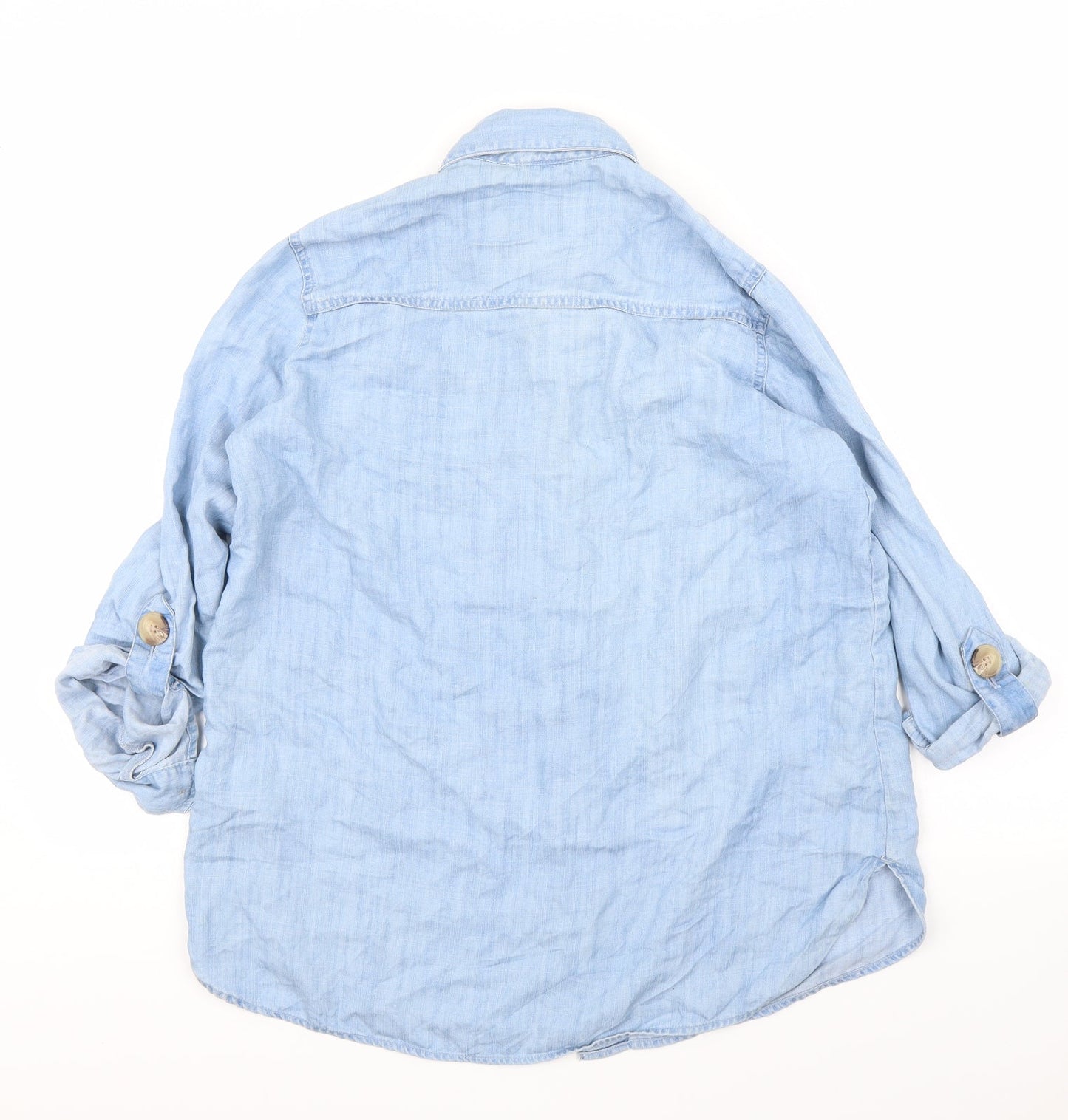 Womens UK Size XS River Island Blue Basic Button-Up