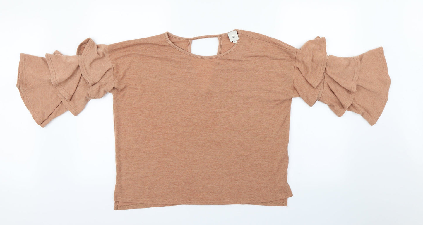 Womens UK Size 8 River Island Brown Basic T-Shirt