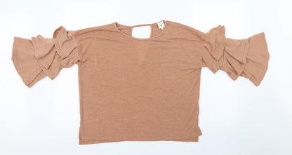 Womens UK Size 8 River Island Brown Basic T-Shirt