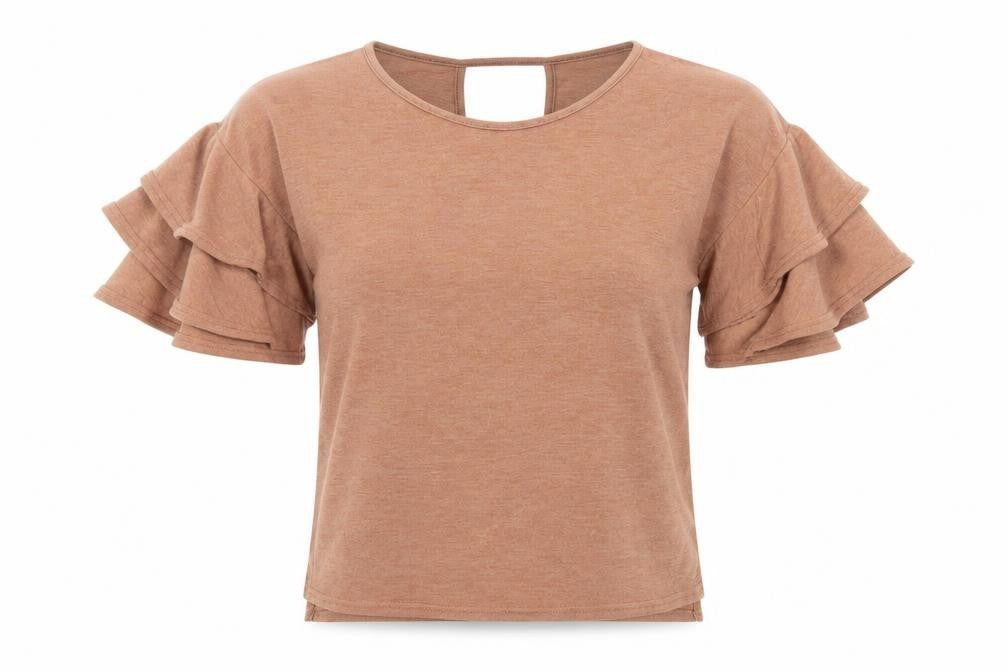 Womens UK Size 8 River Island Brown Basic T-Shirt