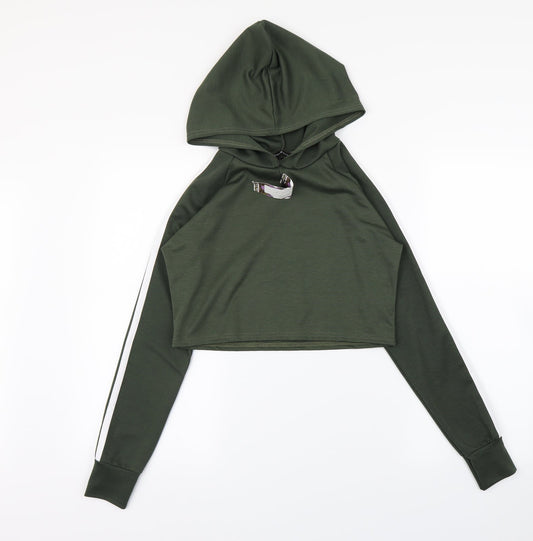 Boohoo Womens Green Striped  Pullover Hoodie Size S  - s/m