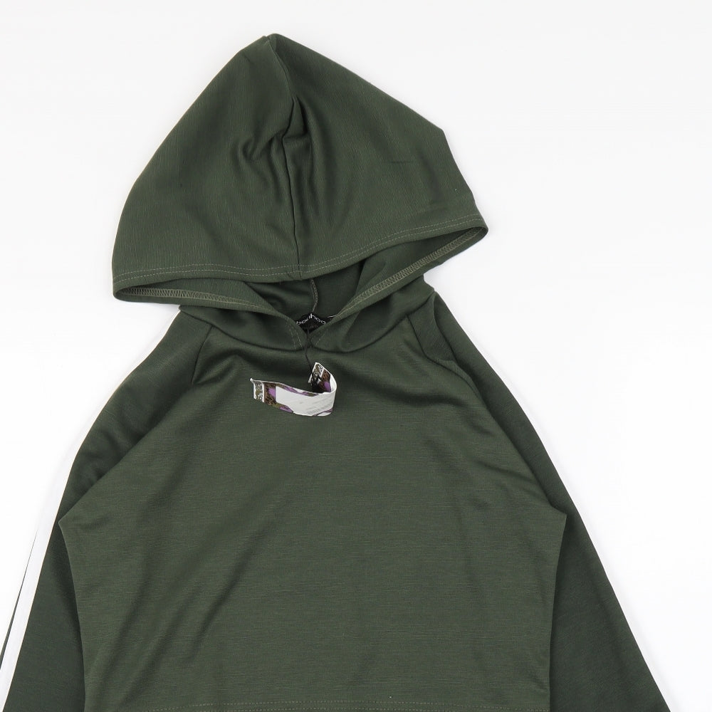 Boohoo Womens Green Striped  Pullover Hoodie Size S  - s/m