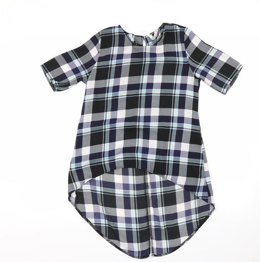 blue vanilla Womens Purple Check  Cropped Blouse Size XS