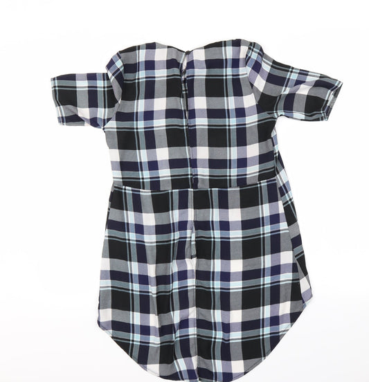 blue vanilla Womens Purple Check  Cropped Blouse Size XS