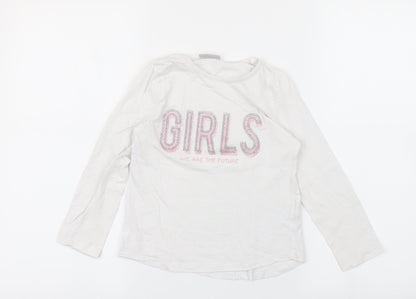 i love girlswear Girls White   Basic T-Shirt Size 7 Years  - girls we are the future