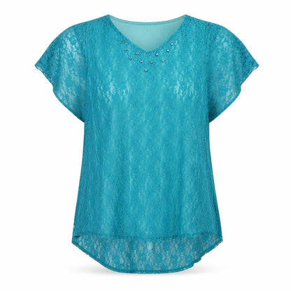 CCF Womens Blue Floral  Basic Blouse Size XL