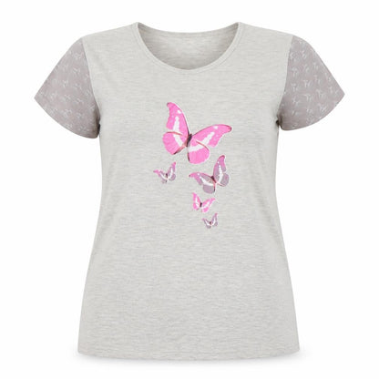 N Touch Womens Grey   Basic T-Shirt Size 14  - butteflies