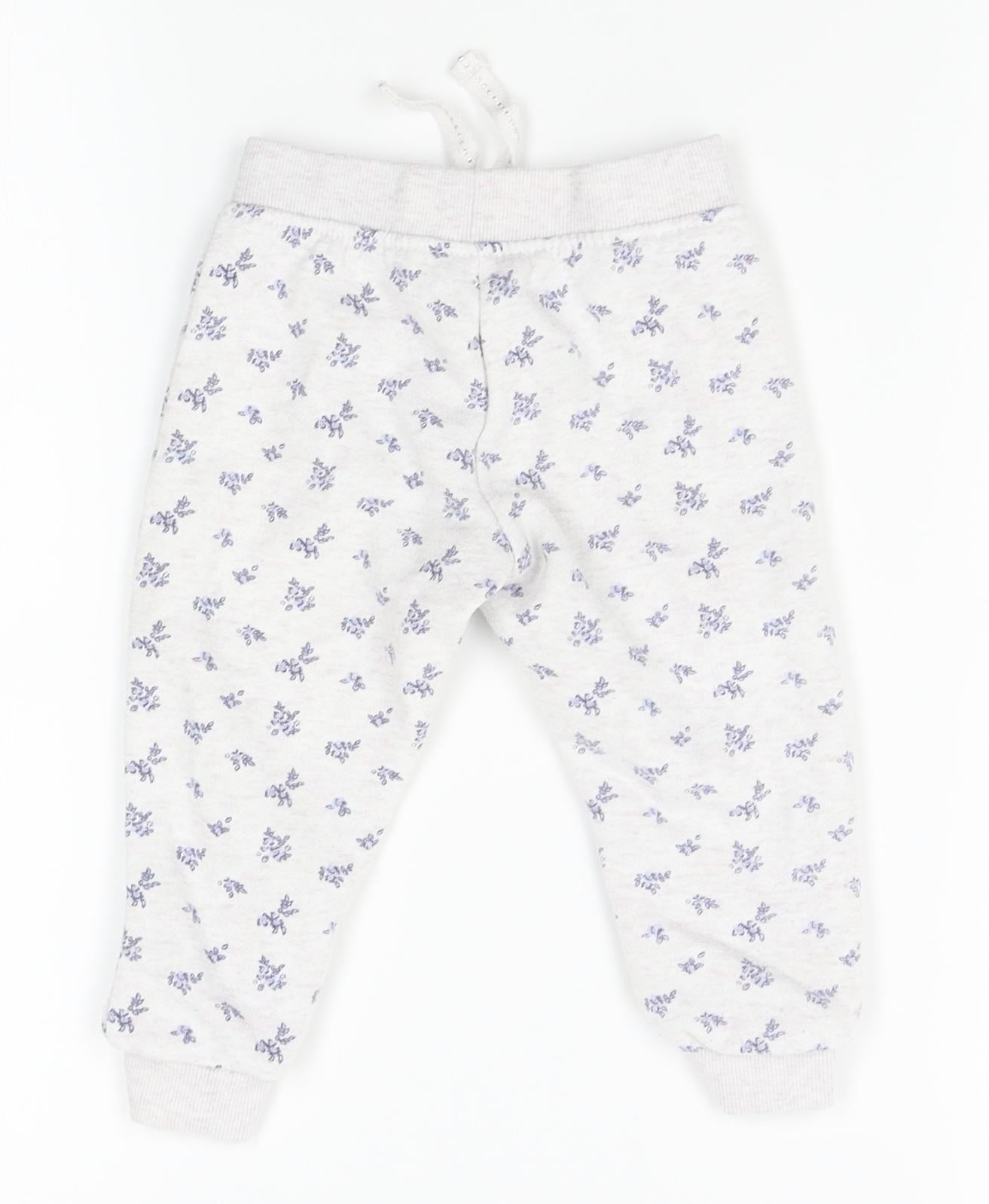 Primark Baby Grey Floral   Pyjama Pants Size 9-12 Months