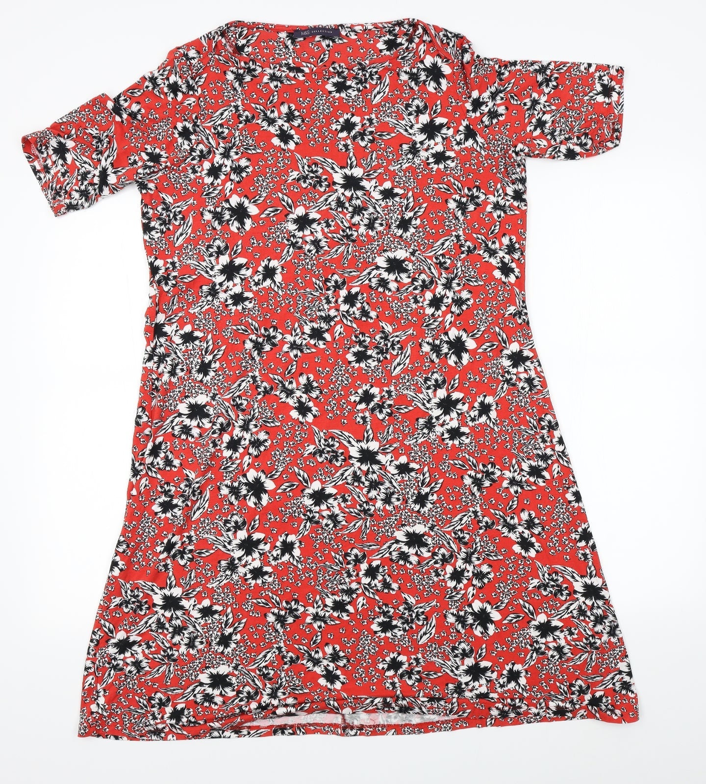 M&S Womens Red Floral  A-Line  Size 14