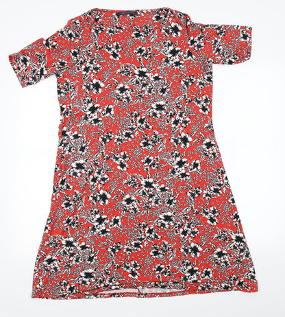M&S Womens Red Floral  A-Line  Size 14