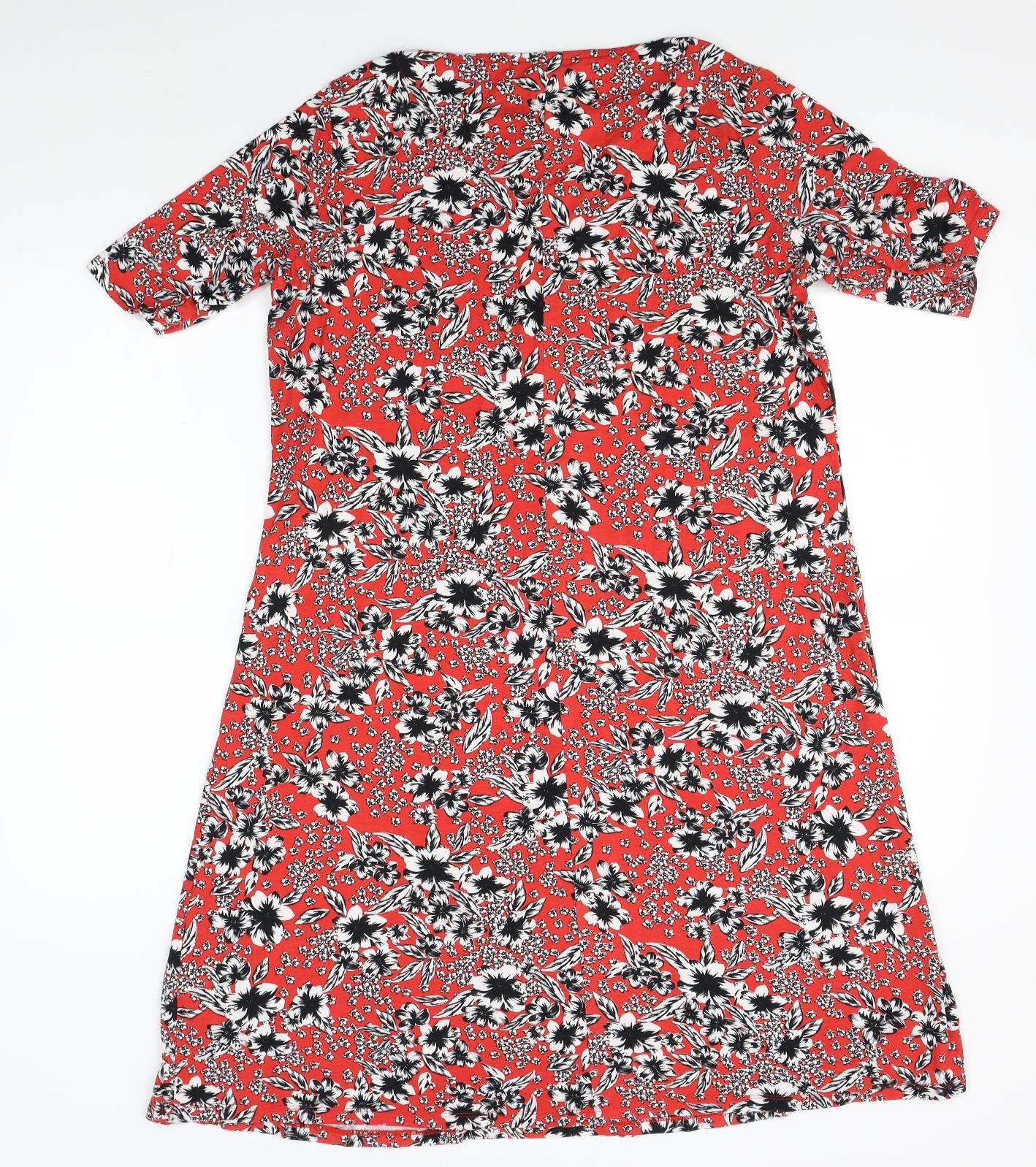 M&S Womens Red Floral  A-Line  Size 14