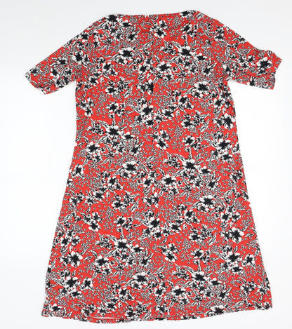 M&S Womens Red Floral  A-Line  Size 14