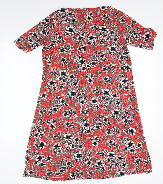 M&S Womens Red Floral  A-Line  Size 14