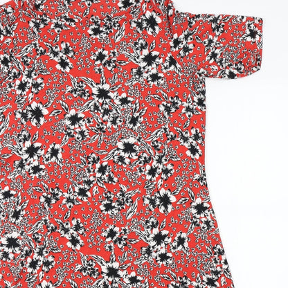 M&S Womens Red Floral  A-Line  Size 14