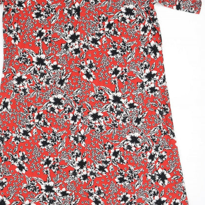 M&S Womens Red Floral  A-Line  Size 14
