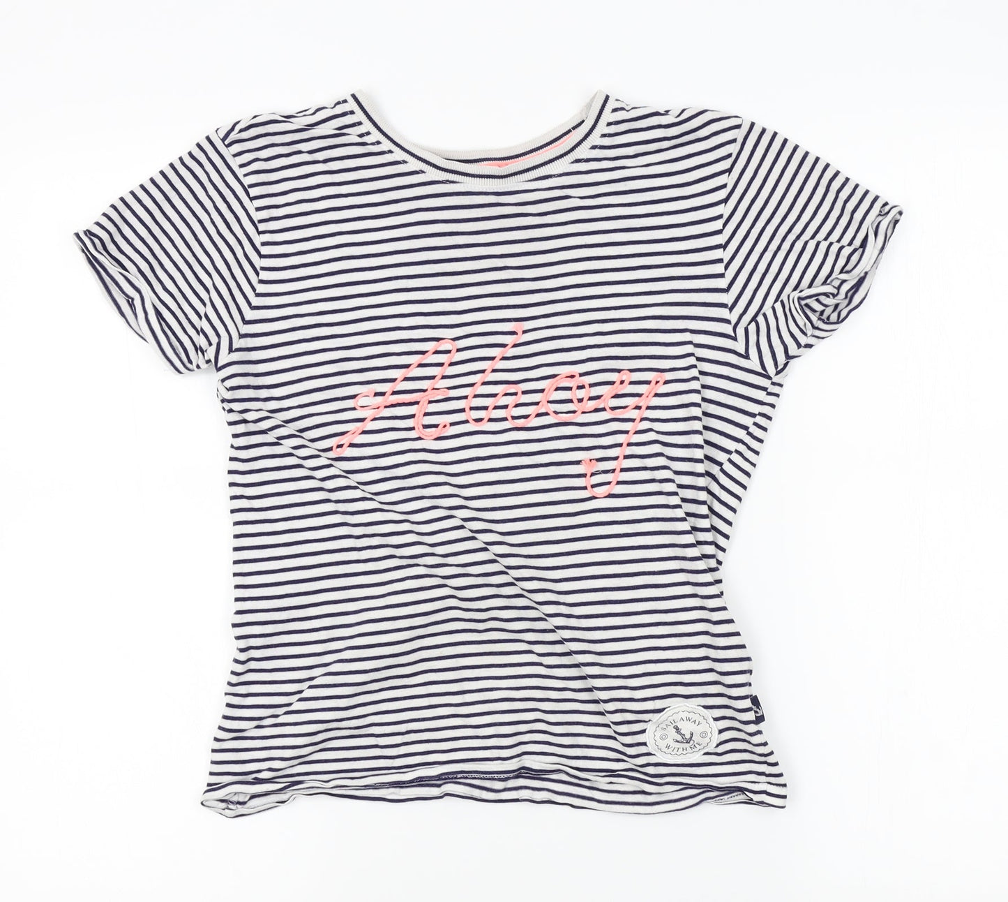Primark Womens White Striped  Basic T-Shirt Size S