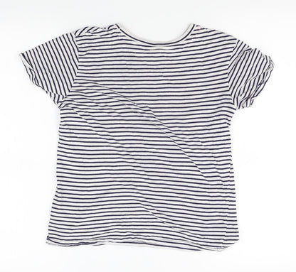 Primark Womens White Striped  Basic T-Shirt Size S