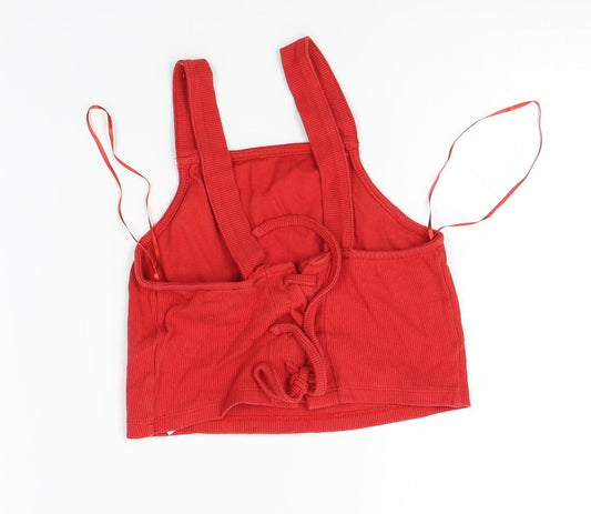 Womens UK Size 10 New Look Red Cropped Tank
