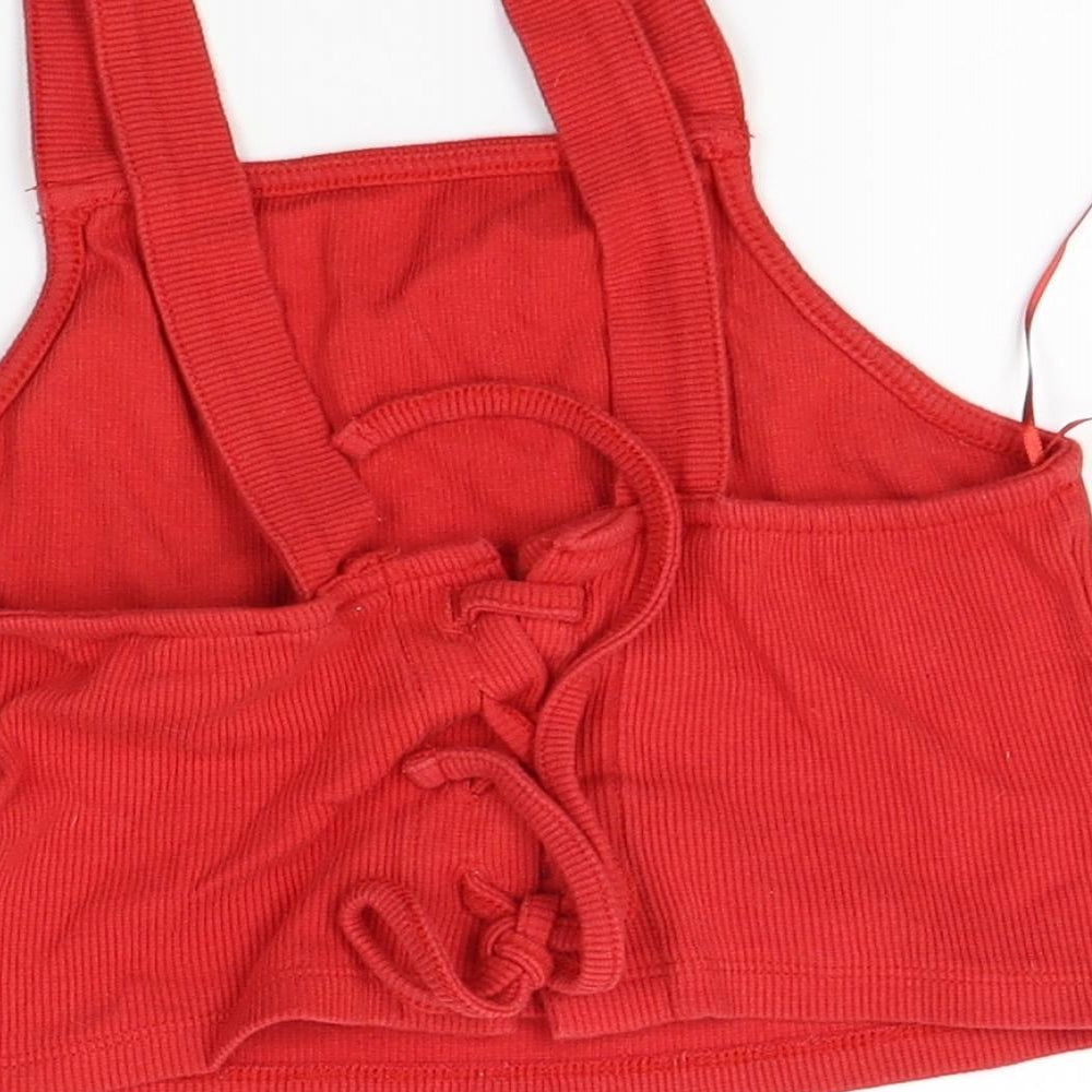 Womens UK Size 10 New Look Red Cropped Tank