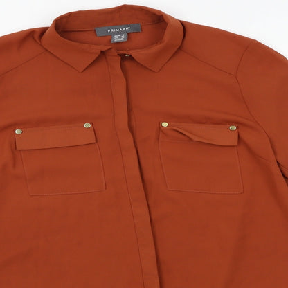 Primark Womens Orange   Basic Button-Up Size 6
