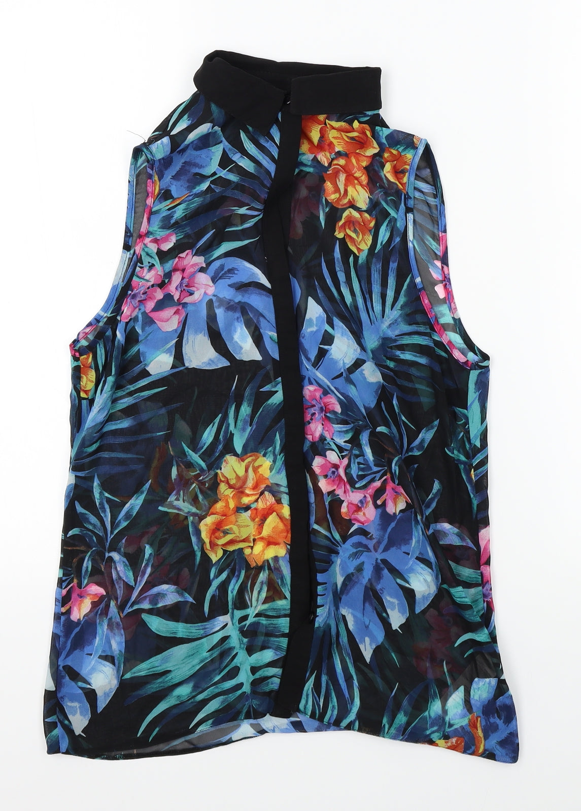 Womens UK Size 8 New Look Blue Basic Button-Up