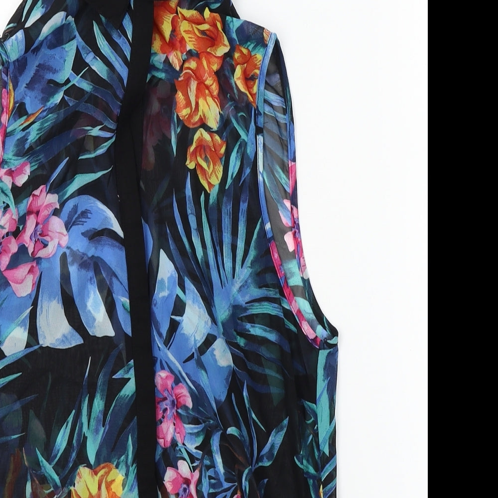 Womens UK Size 8 New Look Blue Basic Button-Up