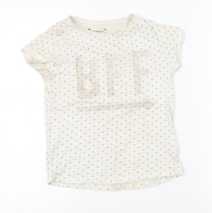 Primark Girls White Polka Dot  Basic T-Shirt Size 8-9 Years  - BFF
