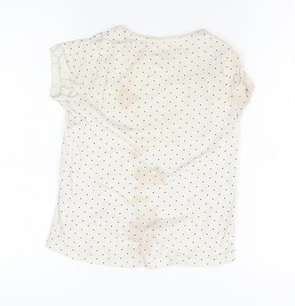 Primark Girls White Polka Dot  Basic T-Shirt Size 8-9 Years  - BFF