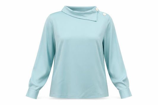 Front view of Principles women’s blue basic blouse, size UK 14