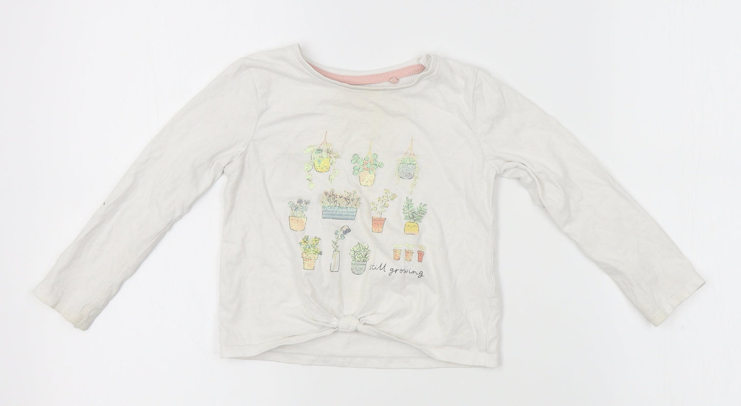TU Girls White   Basic T-Shirt Size 2-3 Years  - gardening
