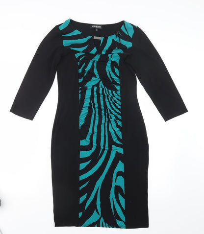 Debenhams Womens Black Geometric  T-Shirt Dress  Size 10