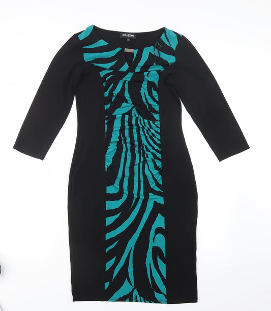 Debenhams Womens Black Geometric  T-Shirt Dress  Size 10