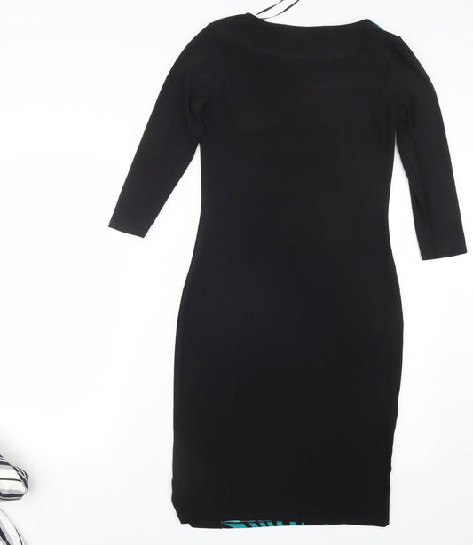 Debenhams Womens Black Geometric  T-Shirt Dress  Size 10