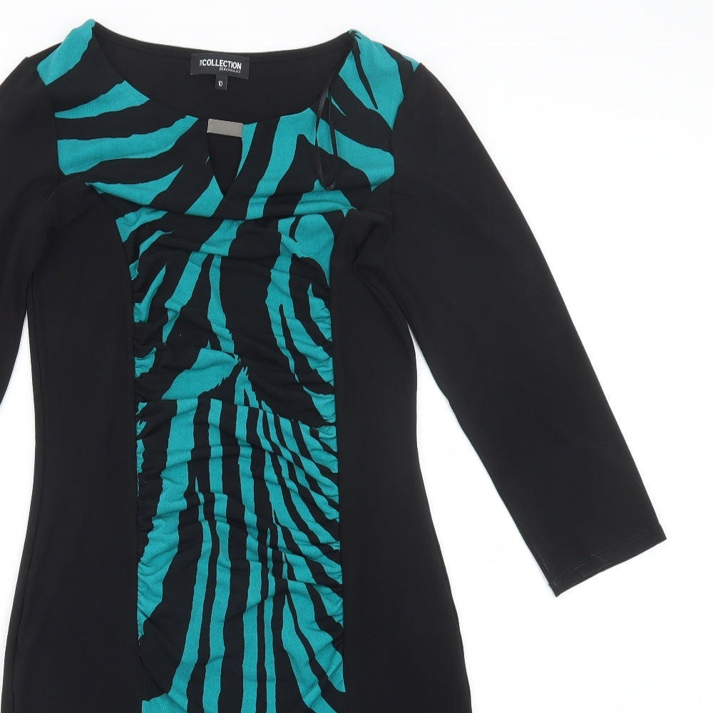 Debenhams Womens Black Geometric  T-Shirt Dress  Size 10