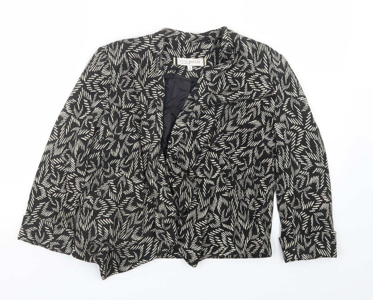 Principles Womens Black Geometric  Jacket  Size 8