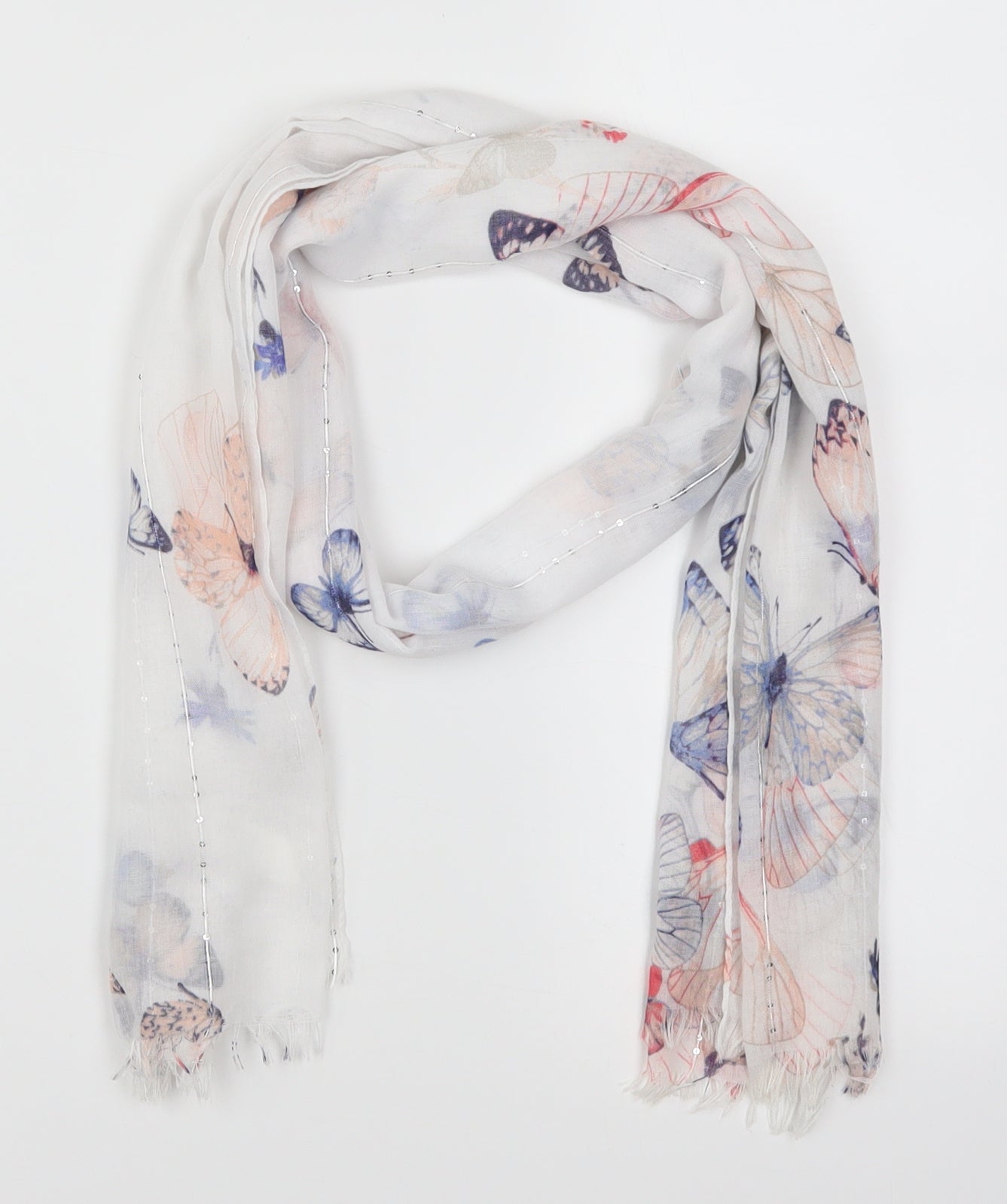 F&F Womens White    Scarf   - Butterflies