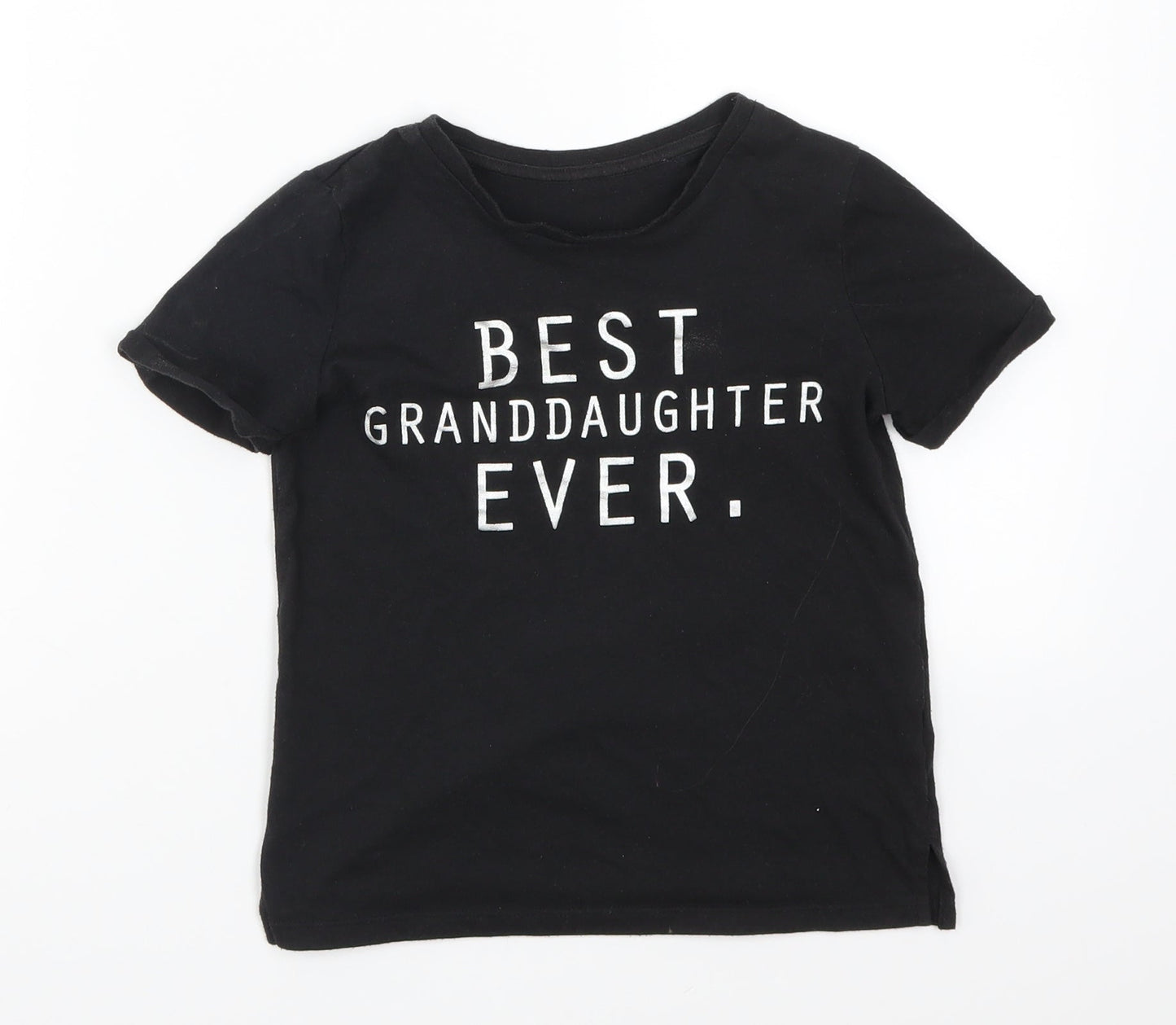Matalan Girls Black   Basic T-Shirt Size 8 Years  - Best Granddaughter ever