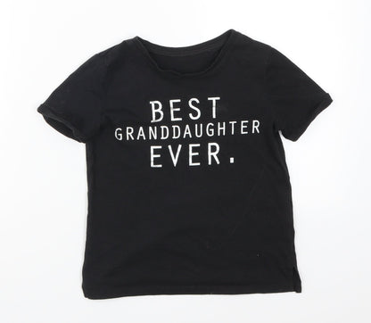 Matalan Girls Black   Basic T-Shirt Size 8 Years  - Best Granddaughter ever