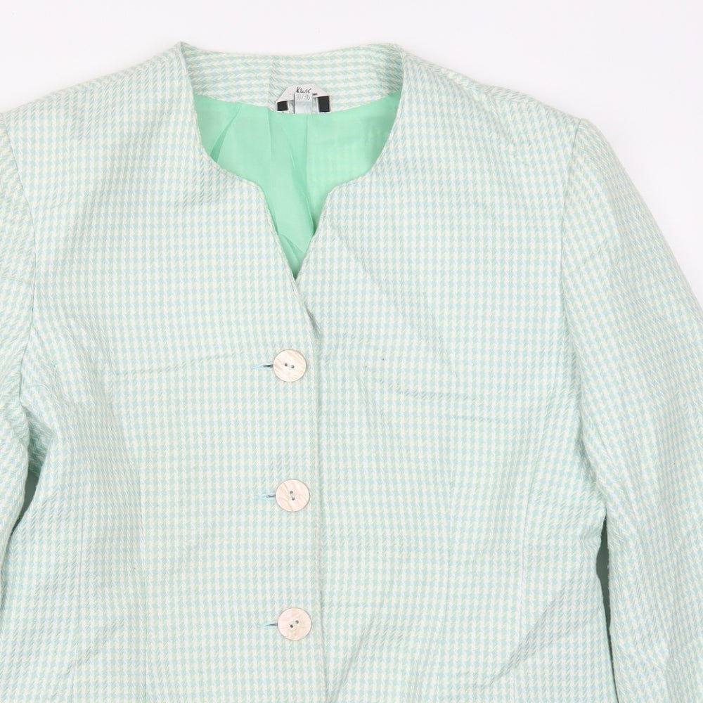 Klass Womens Green Geometric  Jacket  Size 10