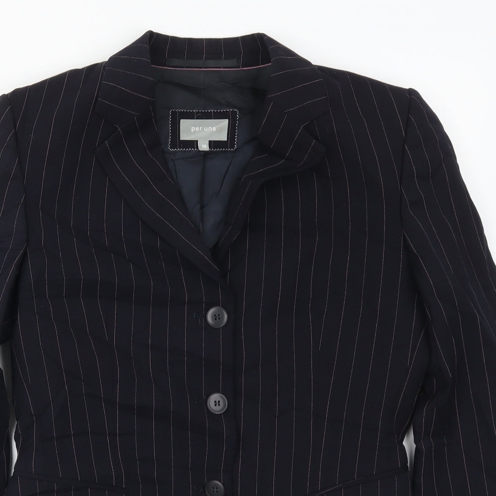 Per Una Womens Blue Striped  Jacket Suit Jacket Size 10