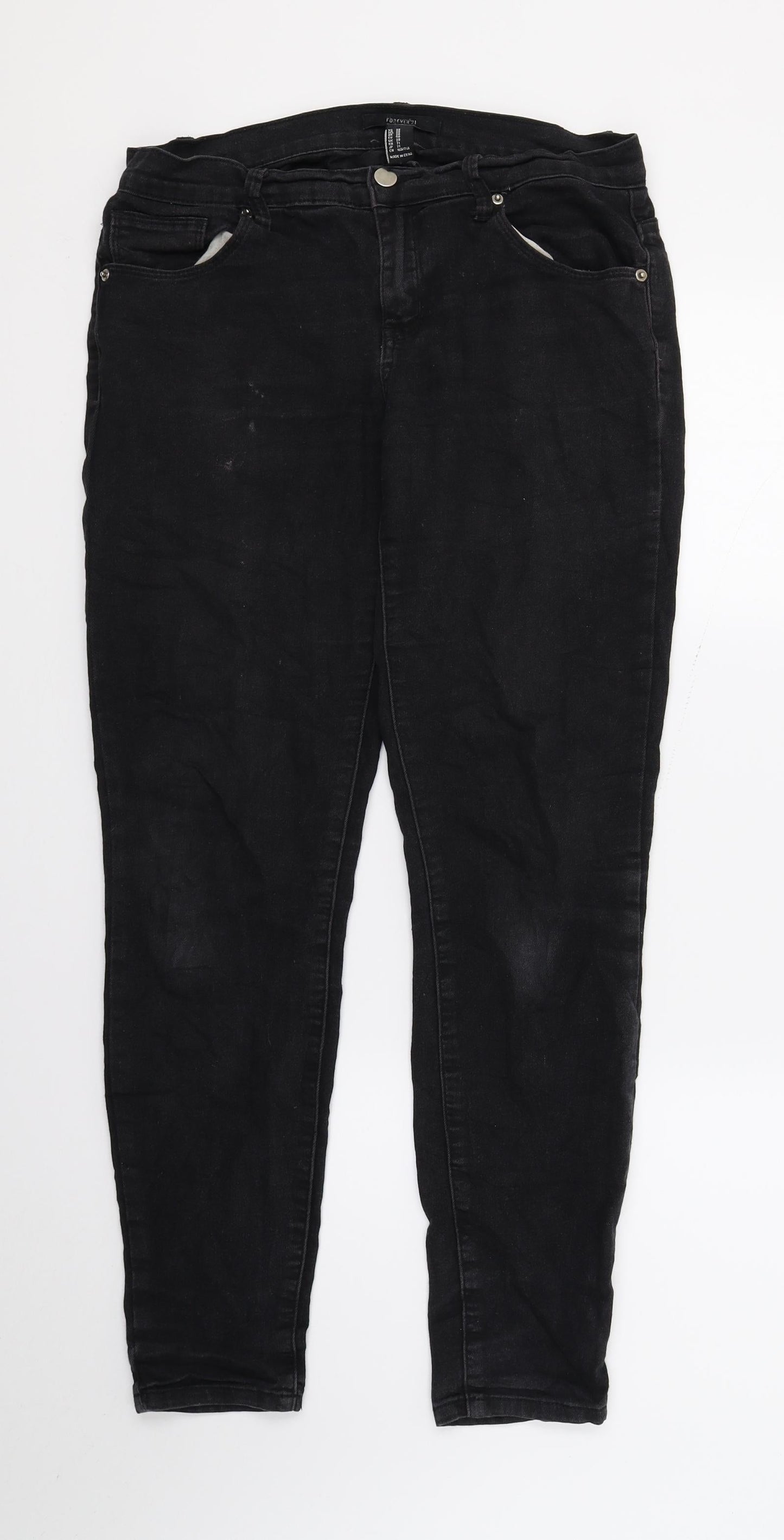 FOREVER 21 Womens Black  Denim Skinny Jeans Size 12 L28 in