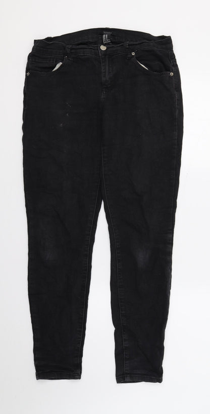 FOREVER 21 Womens Black  Denim Skinny Jeans Size 12 L28 in