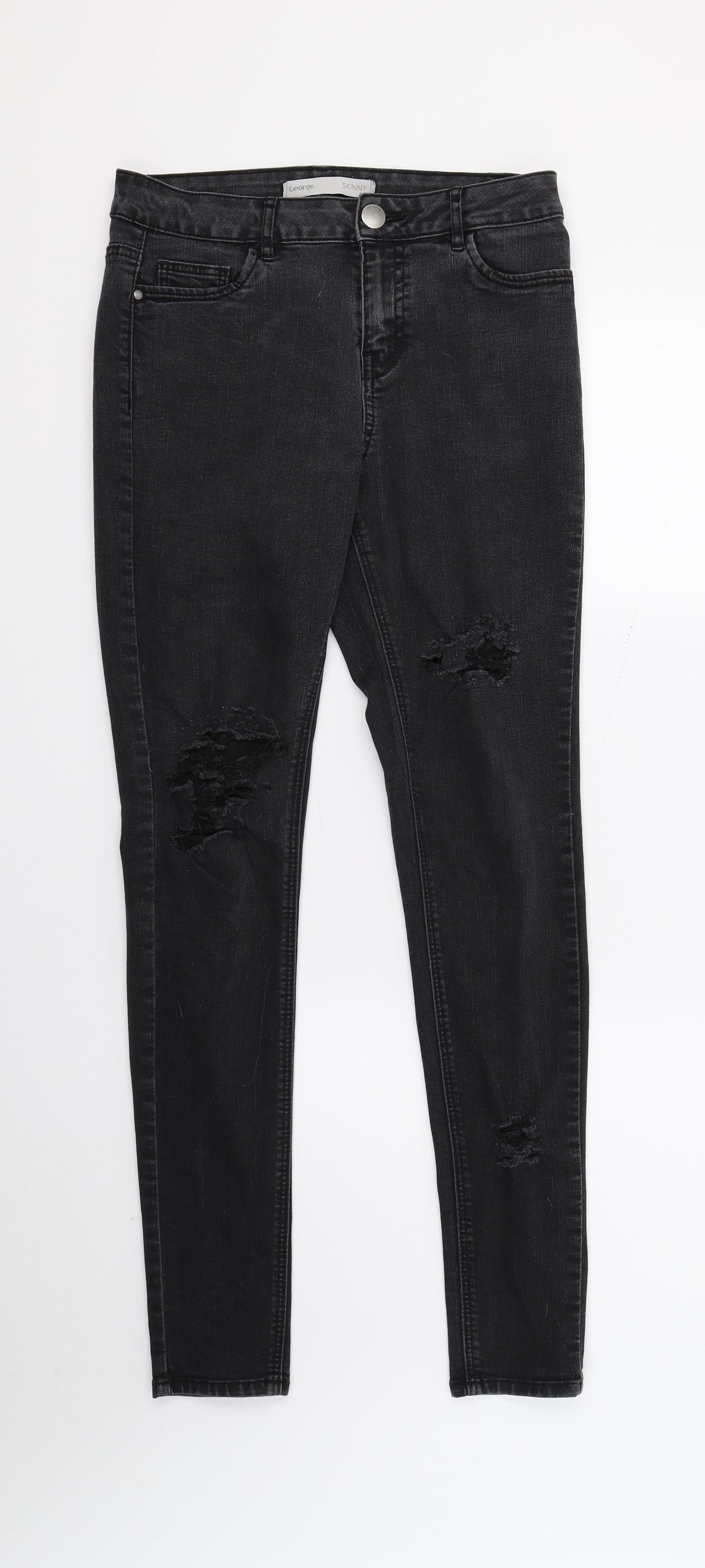 George Womens Black  Denim Skinny Jeans Size 10 L29 in