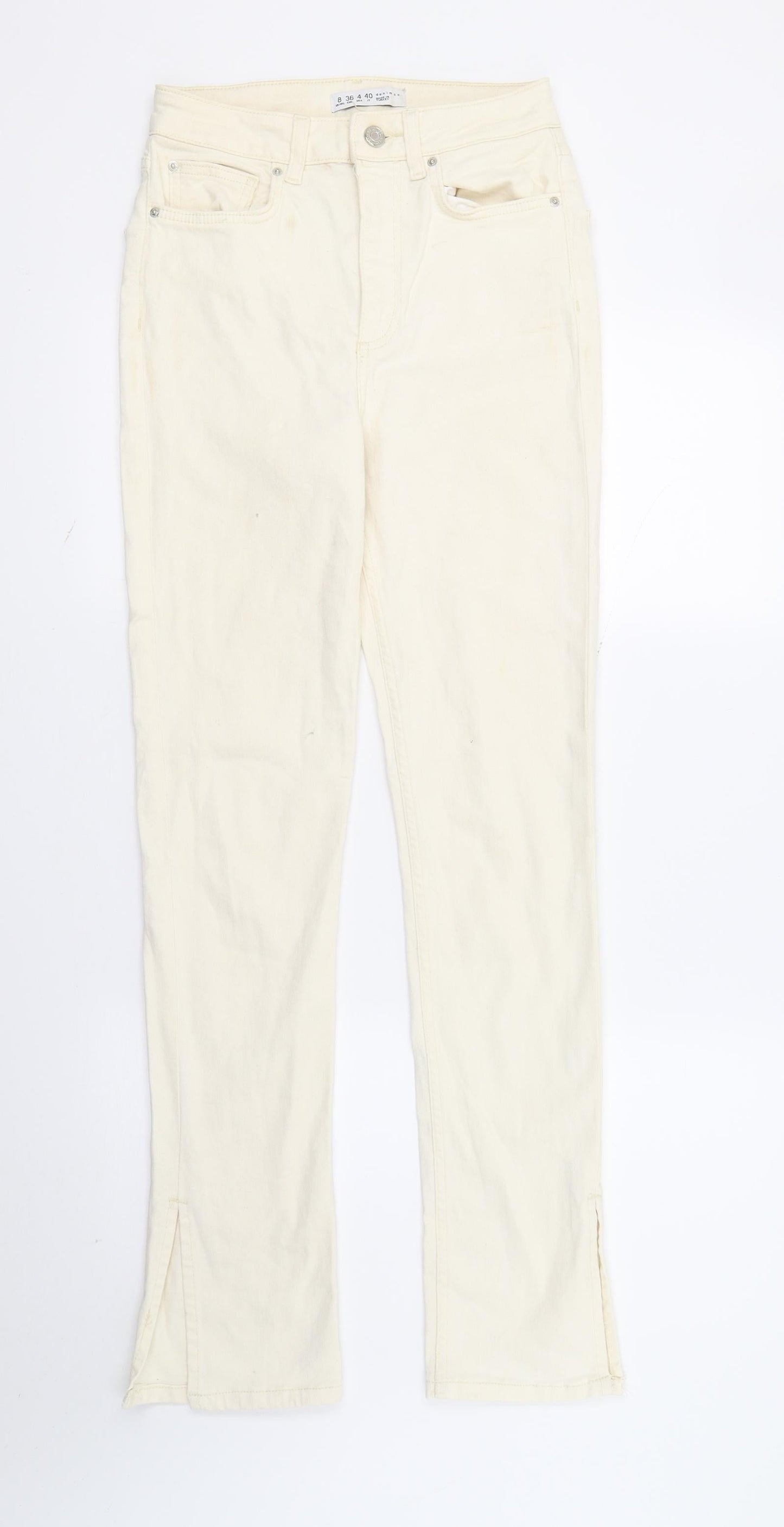 Womens UK Size 8 DenimCo Regular Fit Straight Ivory Jeans