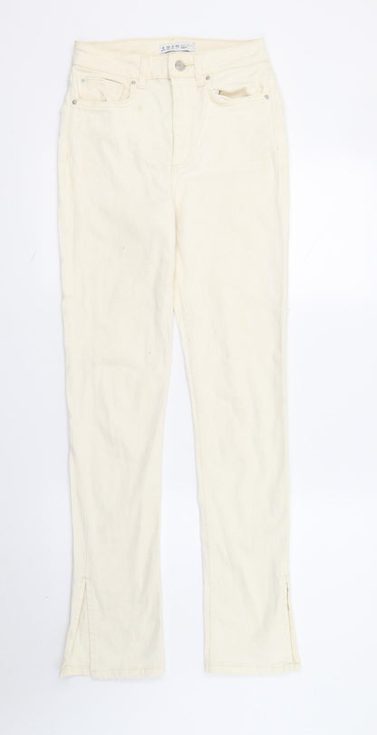 Womens UK Size 8 DenimCo Regular Fit Straight Ivory Jeans